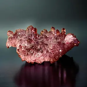 Ruby Aura Quartz Cluster – Iridescent Quartz Crystal Decor – Collector Mineral Specimen