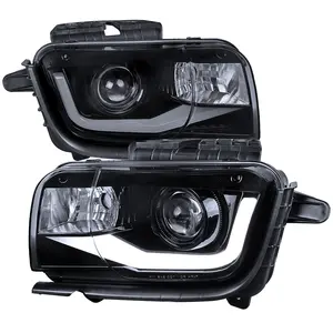 2010-2013 Camaro LED Bar Projector Headlights (Glossy Black Housing/Smoke Lens)