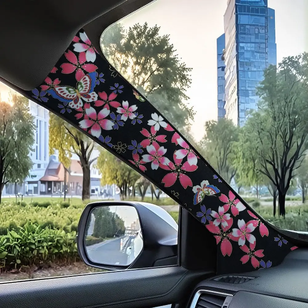 Jdm Style Car Interior Self-Adhesive Cloth, Butterfly Cherry Blossom Design, Trendy Car Sticker, Car Decorations Interior, Butterfly Decals, Ceiling and Abc Pillar Decal, Decal For Cars Automotive Accessories, Car Accessory