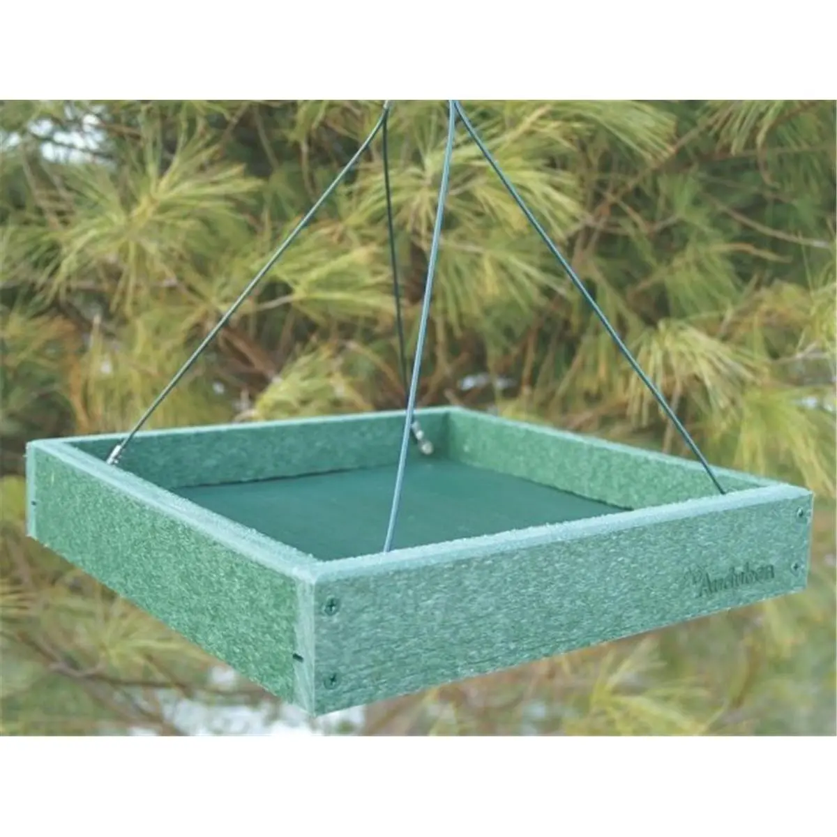 212 MAIN Eco-Friendly Hanging Mold-Free Recycled Platform Bird Feeder - Green, 12.75x12.75x2.5 in, NAGGPLAT, Bird Feeding Station, Wild Bird Feeder