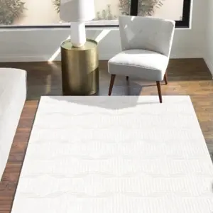 Regent Area Rug Collection, cream colored, Ameca, 5’3”x7’, soft to touch