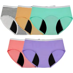 Teens Girls Absorbent Period Underwear  Heavy Flow Period Panties Leakproof Soft Breathable Cotton Briefs