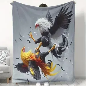 Fun Rooster Modern Printed Velvet Blanket, Soft Cozy Throw for Bed, Couch, Living Room, Farmhouse Decor, Gifts for Husband, Christmas Gifts for Men, Warm Nap Blanket for Home, Office, Travel, Camping