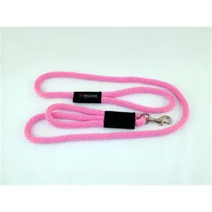 212 MAIN Poly Rope Dog Leash - Double Handles, 0.62 in. Diameter, 10 Ft., Built-in Stretch, Soft Lines, Sidewalk Safety Snap, Hot Pink
