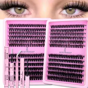 DIY Lash Extension Kit – Cluster Lashes with Bond, Seal & Remover (40D/60D Natural Volume Set)