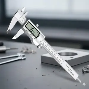 Professional Stainless Steel Digital Caliper 0-6 Inch 150mm Micrometer Precision Tool with LCD Display, IP54 Waterproof for Mechanical Engineering, Metalworking, Outdoor Industrial Measurement and CNC Machining