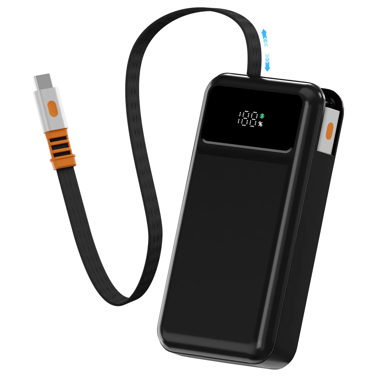 LUCKYDUO Power Bank 10000mAh with Built-in 2.3ft Retractable Cable, Travel Essentials Portable Charger, Fast Charging USB C Battery Pack LED Display, for iPhone 17/16/15/Pro,Samsung