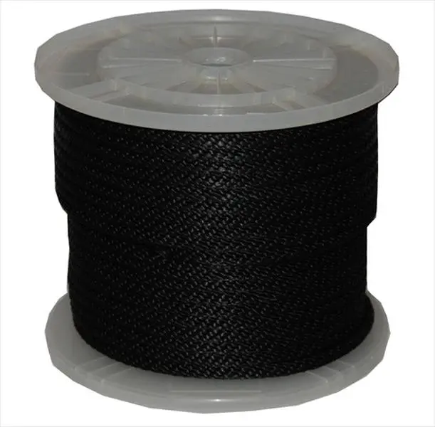 T.W. Evans Cordage 98018 5/8" x 200' Solid Braid Propylene Multifilament Derby Rope, Black Pool Halter Rope That Floats, Knots Easily, Rot and Mildew Resistant