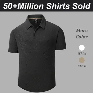 Luxurious Geometric Polo Shirt for Men - High-End Jacquard Fabric, Slim Fit, Moisture-Wicking, Street Style & Office Wear - Menswear, Tops, Cargo Pants, Slimming, Nightclub