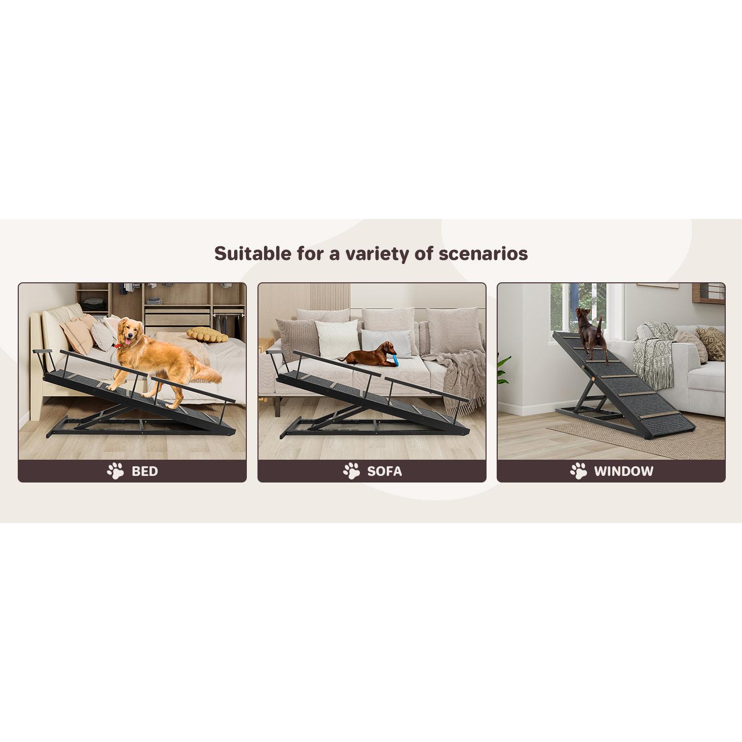 Folding Solid Wood Dog Ramp with Safety Rails