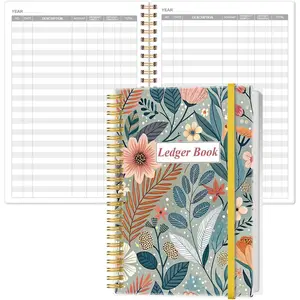 A5 Accounting Ledger Book for Bookkeeping, Small Businesses & Personal Use, Expense Tracker Notebook for Tracking Money, Expenses, Deposits & Balance, 5.8" x 8.4", Flower-A