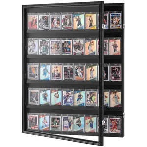 VEVOR 35 Graded Sports Card Display Case, 24.3x30.5x2.1 in, Baseball Card Display Frame with 98% UV Protection Clear View PC Glass, Lockable Wall Cabinet for Football Basketball Hockey Trading Card, Wall Mount, Locking Door