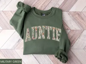 [SALE UP TO 45%] Auntie Sweatshirt, Aunt Sweater, Floral Auntie Sweater, New Aunt Gift, Pregnancy Announcement