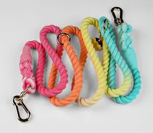 Dalisay Pure Rainbow Beyond Par Cotton Rope Multifunctional Dog Leash Soft Breathable Reinforced Thread Hand Dyed