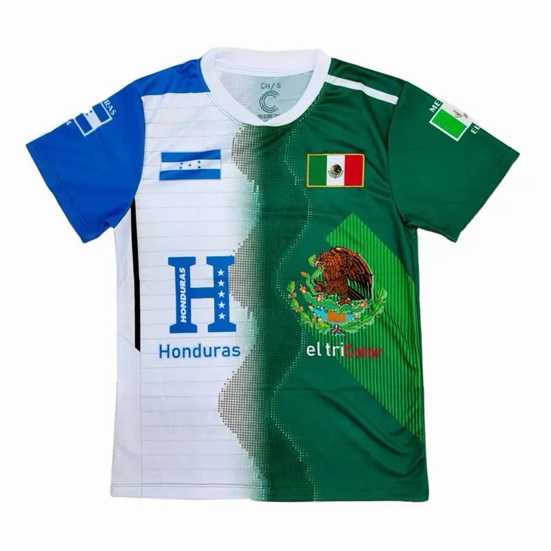 Honduras/Mexico  Soccer Jersey with National Shield Blue and White Design for Fans of the Honduras Soccer Team