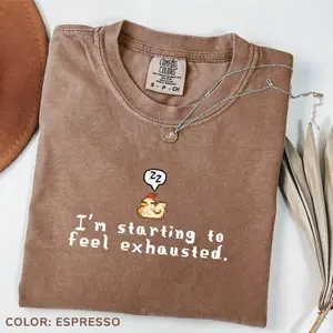 Comfort Colors I'm Starting To Feel Exhausted Tee, Stardew Valley Sleepy Chicken T-Shirt, Pixel Art Cozy Retro Graphic Tee Gamer Gift