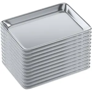 Pack of 12 | 10 in. x 13 in. Quarter Size  Bun. / Sheet Pan | Ideal for baking, roasting, cooling, prepping, or storing - a -have in restaurants, bakeries, and busy kitchens.