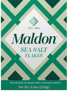 Maldon Salt, Sea Salt Flakes, 8.5 oz (240 g), Kosher, Natural, Unique Gourmet Pyramid Shaped Salt Flakes