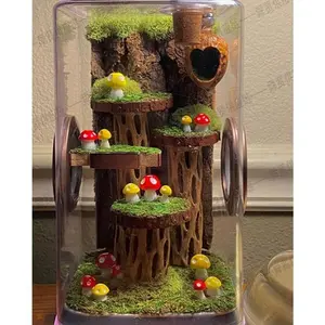Jumping Spider Hideout Walnut Spider Shelter Magnetic Hidden Habitat Handmade Spider Cage Accessories（Acrylic case not included）