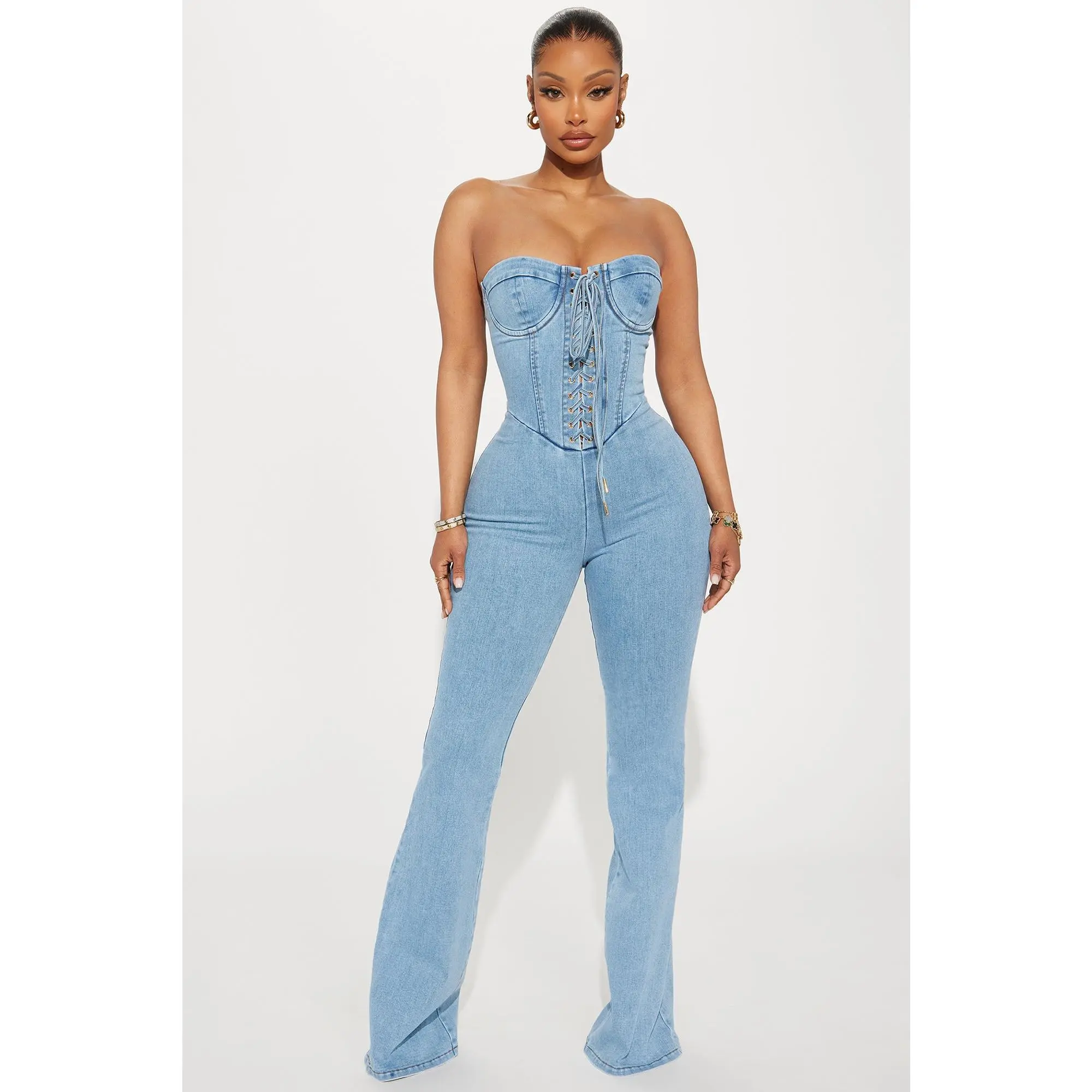 all in one denim jumpsuit - TikTok Shop