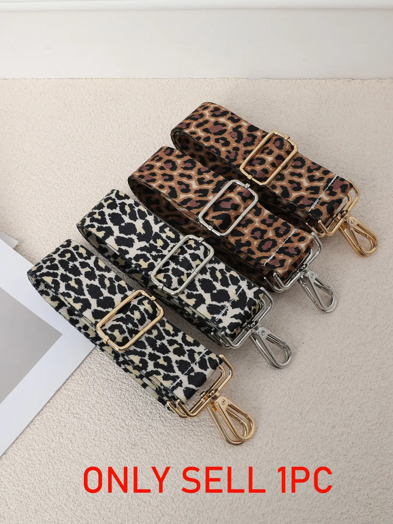 Leopard Print Shoulder Casual Adjustable Versatile Strap, 3.8cm Width, Metal Buckle Replacement Belt for Handbags & Wallets, Fashion Accessory, Accessories for Bags, Purse Shoulder Straps