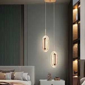 LED Pendant Light, 2 Ring Oval Design, 3000k-6000k, Modern Kitchen Island Style, interior lights, Bedroom, Living Room, Dining Room Decor