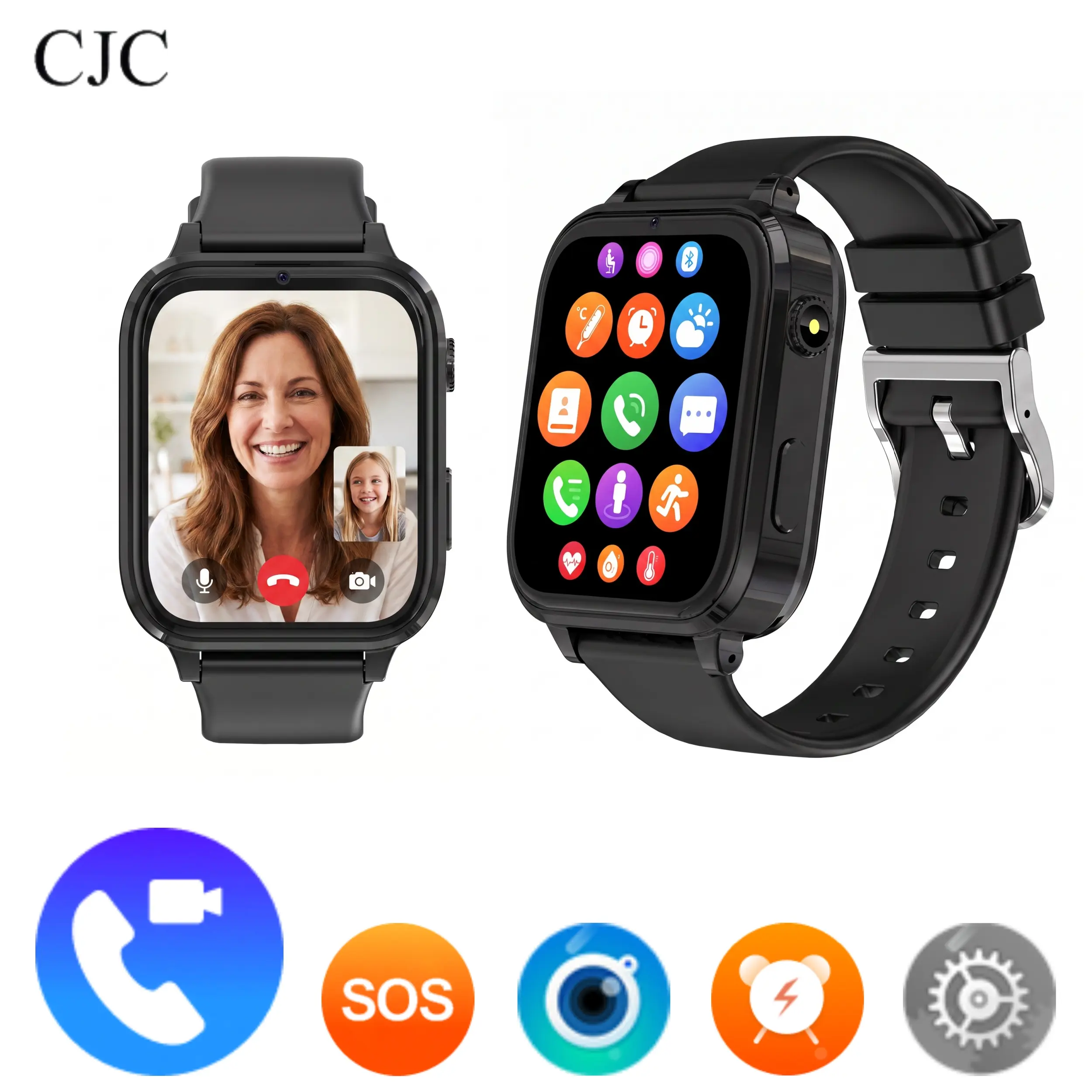 CJC T27 Kids Smart Watch, Kids Phone Watch with Two-Way Calling, Video Chat, WIFI Location Tracking, Parental Control, 1.69" HD Screen, 8W Camera, Boys Girls Smart Watch with Games, Alarm, Flashlight for Kids Gifts
