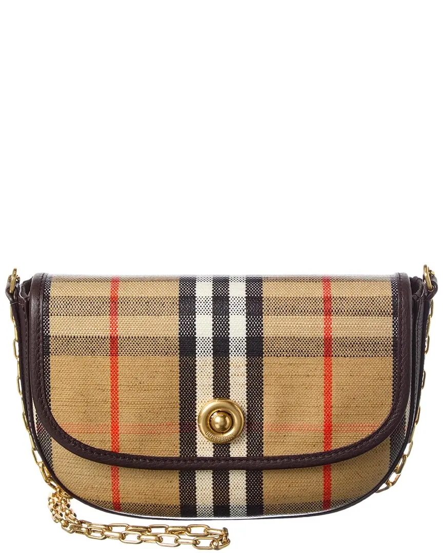 Burberry Highlands Mini Coated Canvas & Leather Shoulder Bag
