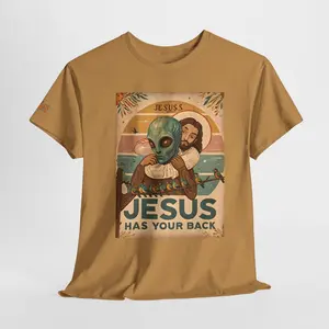 Religious Graphic Tee, Christian Shirt, UFO Abduction Top, Extraterrestrial Encounter T-Shirt, Space Jesus Apparel