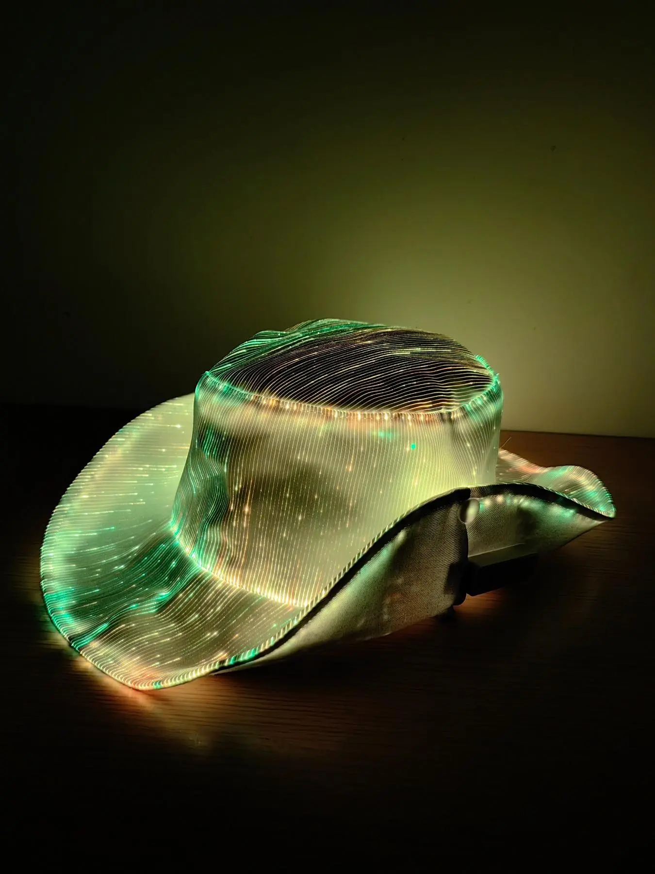 LED Light Up Cowboy Hat, USB Rechargeable Glow in The Dark 