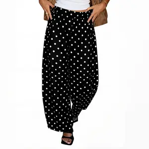 Women's Wide Leg Palazzo Pants Casual Baggy Barrel Elastic High Waist Comfy Trousers with Pockets