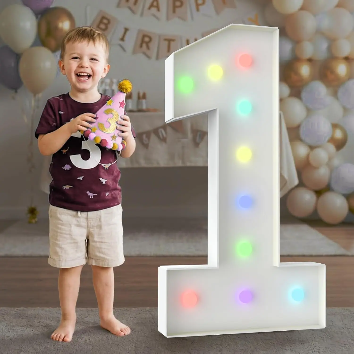3FT Colorful Light Up Numbers,18-Color Numbers with Remote Control,Pre-Cut Foam BoardS Set for Party Decoration, Birthdays, Weddings, Graduations, Baby Shower
