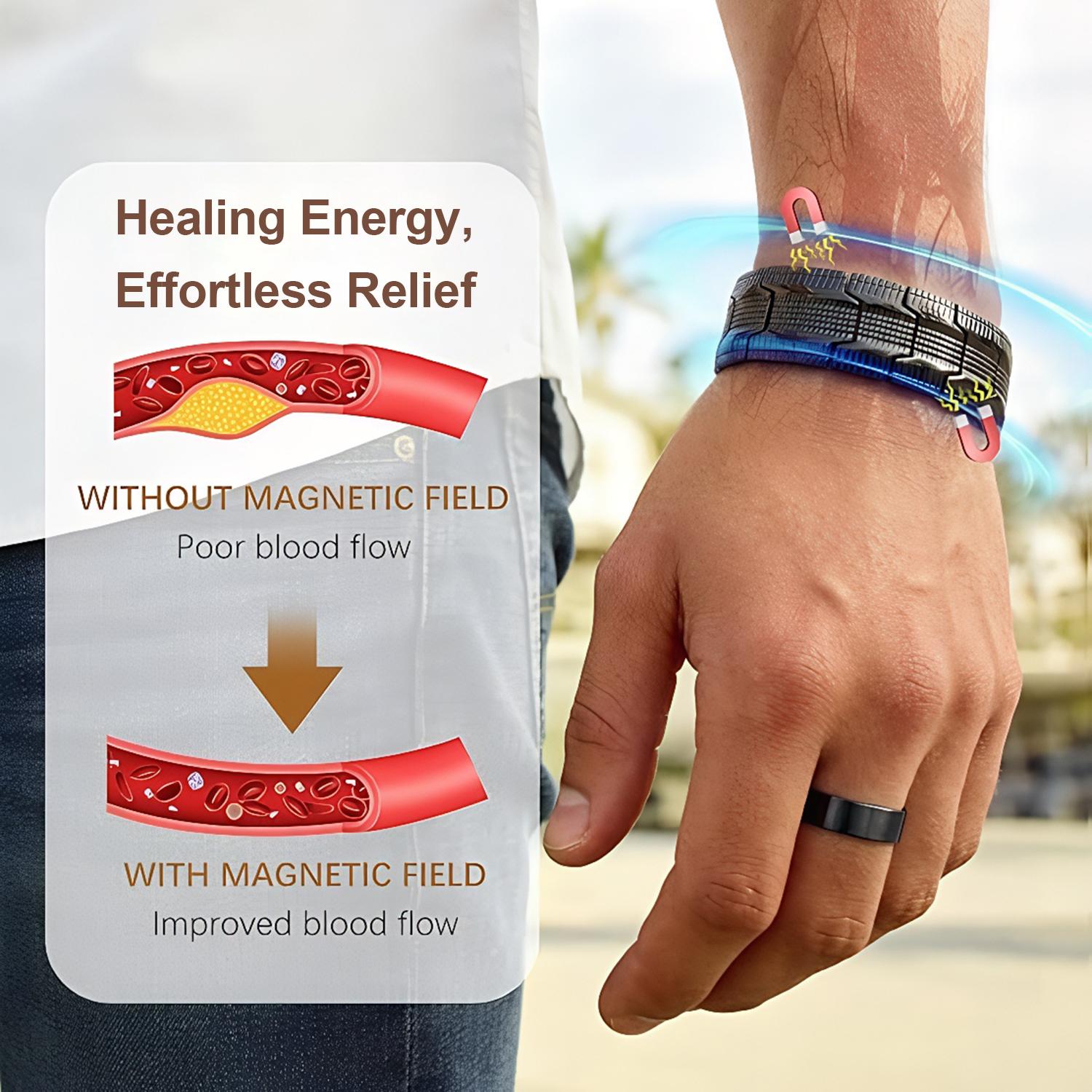 3x Men's Copper Bracelet Triple Super Magnet, Magnetic Bracelet with Adjustable Size Tool, Relieves Joint Pain and Improves Energy Circulation  Strong Magnetic Bracelet Men's Valentine's Day Father's Day Jewelry Gift