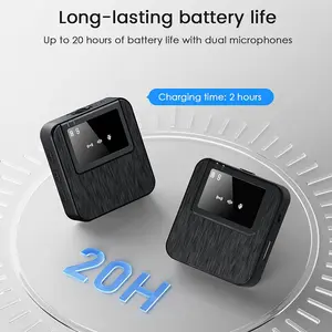 Pro Wireless Lavalier Mic Kit 4pcs Black Pink 3-in-1 Noise Canceling Windproof Cap Mute Mini Clip for Vlog Recording Live Streaming Interview Podcast USB-C No Delay Long Battery Life