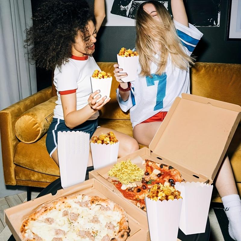 6 Foldable Popcorn Cups, Portable Popcorn Box, Paper Popcorn Bucket, Carnival Movie Popcorn Supplies, Christmas Party Snack Cups, Disposable Cups