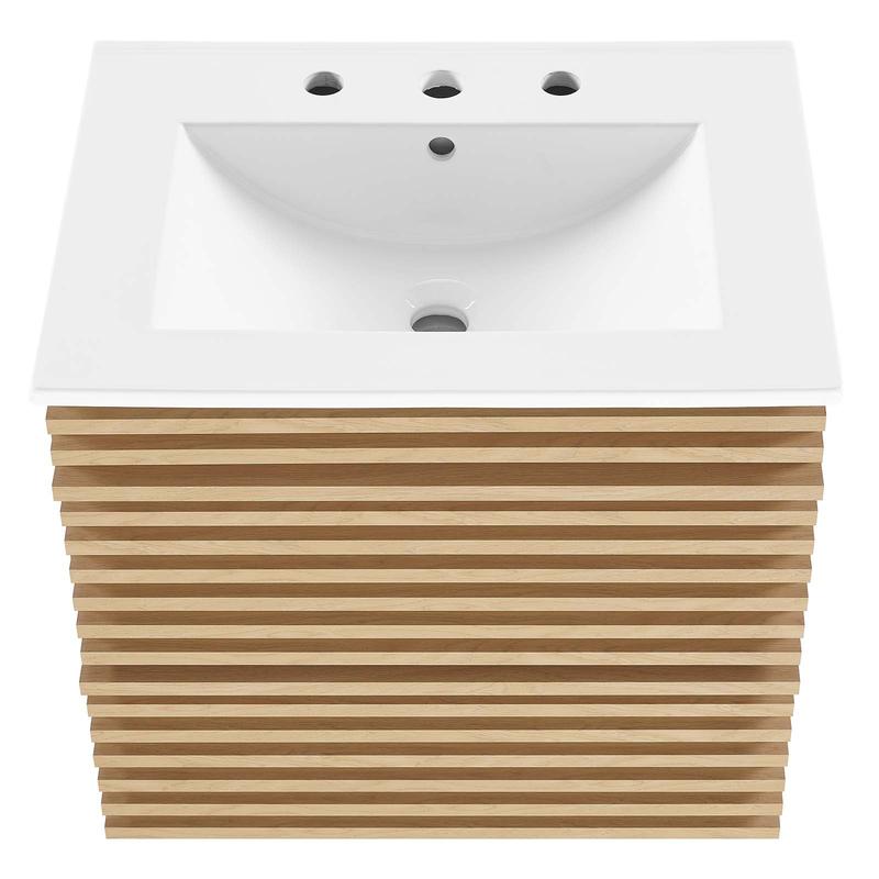 Modway Render 24" Wall-Mount Bathroom Vanity in Oak White