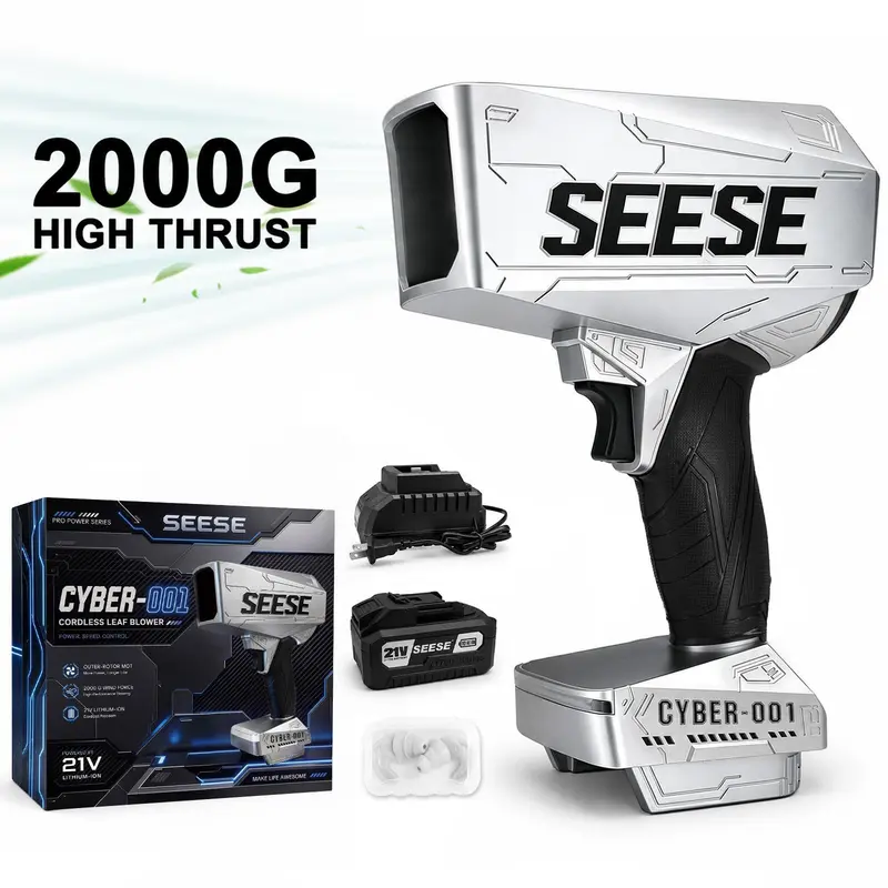 SEESE Cyber Turbo Leaf Blower 2000G, Cordless High-Power Jet Fan with Battery, Brushless Motor for Leaves, Garage Cleaning & Car Wash Drying, Garden Mainte Holiday Gift, Halloween gifts