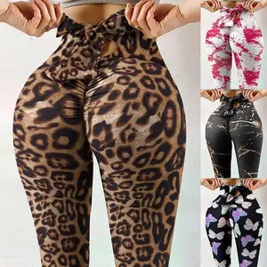 European Style Women’s Print Butt-Lifting Yoga Leggings Plus Size Nightclub Bowknot In Stock