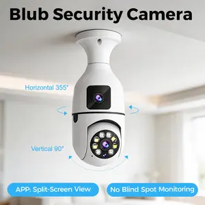 Flycloud 2MP Dual-Lens Bulb-Mounted Security Camera wifismart camera | 360° Panoramic Coverage, Motion Detection & Alarm, Two-Way Audio, Color Night Vision, Local TFCard Storage, 2.4G WiFi Wireless, Indoor & Outdoor Compatible