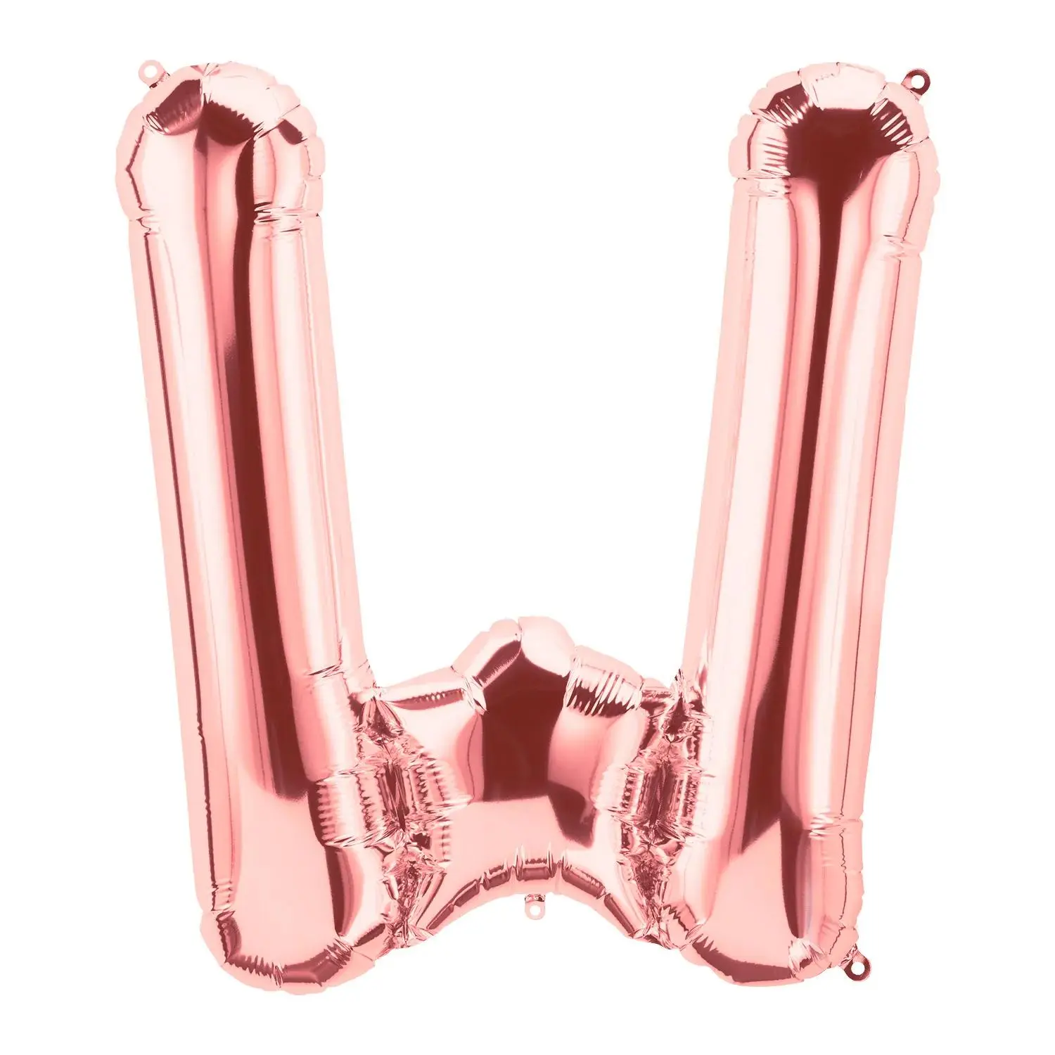 34 in W-Shaped Rose Gold Letter Balloon, Glossy Balloon Shine Mylar Festive & Party Supply, Letter Balloons