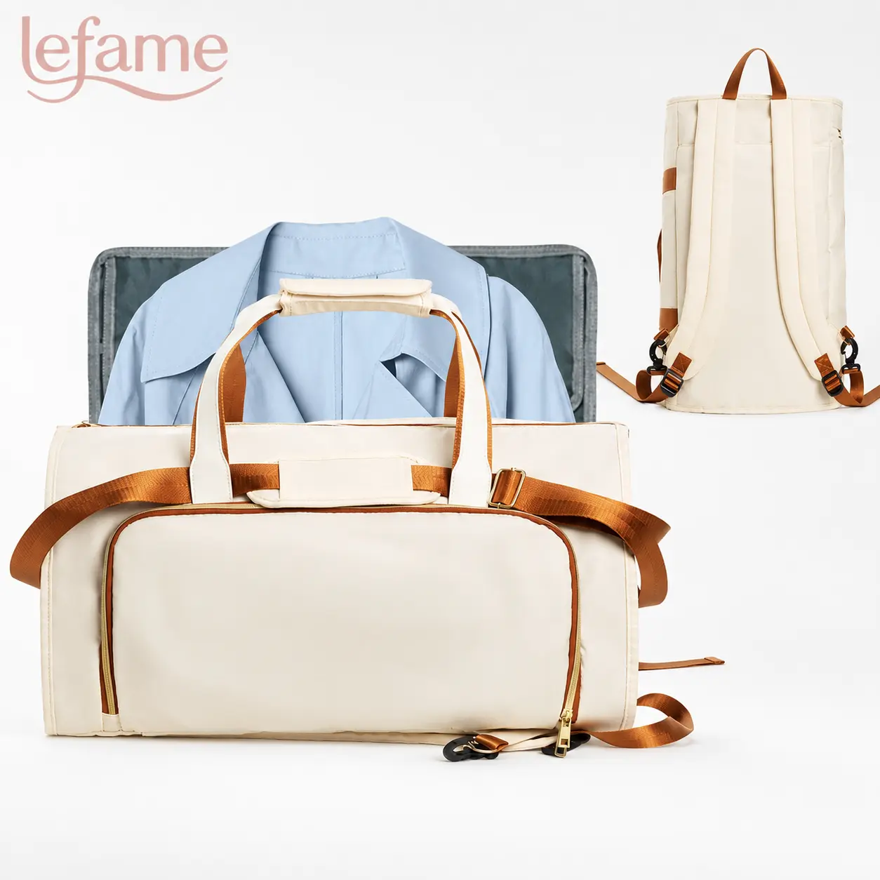 Lefame Travel Bag & Travel Duffle Bag, 4-in-1 Convertible Garment Duffel Bag with Carry-On Garment Bag, Backpack Straps & Full-Length Suit Compartment