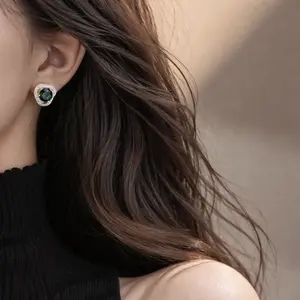 Cool Style Round Hoop Pure Silver Earrings Full Zircon Earrings Light Luxury High-end Summer Earrings Unique High-end Design