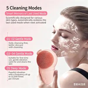 Facial cleansing brush with heating silicone sonic vibration, facial makeup remover, vibrating handheld facial brush – a must-have item for women.