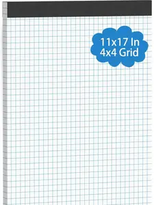 Large Graph Paper Pad 11 x 17, Grid Paper, 4x4 Graph Ruled, Blueprint Quadrille Pad, 30 Sheets Engineering Paper, Drafting Paper, Graft Paper for Architect Engineer Designer Mathematician Draftsman