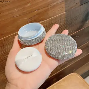 Luxury Rhinestone Loose Powder Box 10g - Portable with Puff & Sifter, Refillable Empty Powder Case