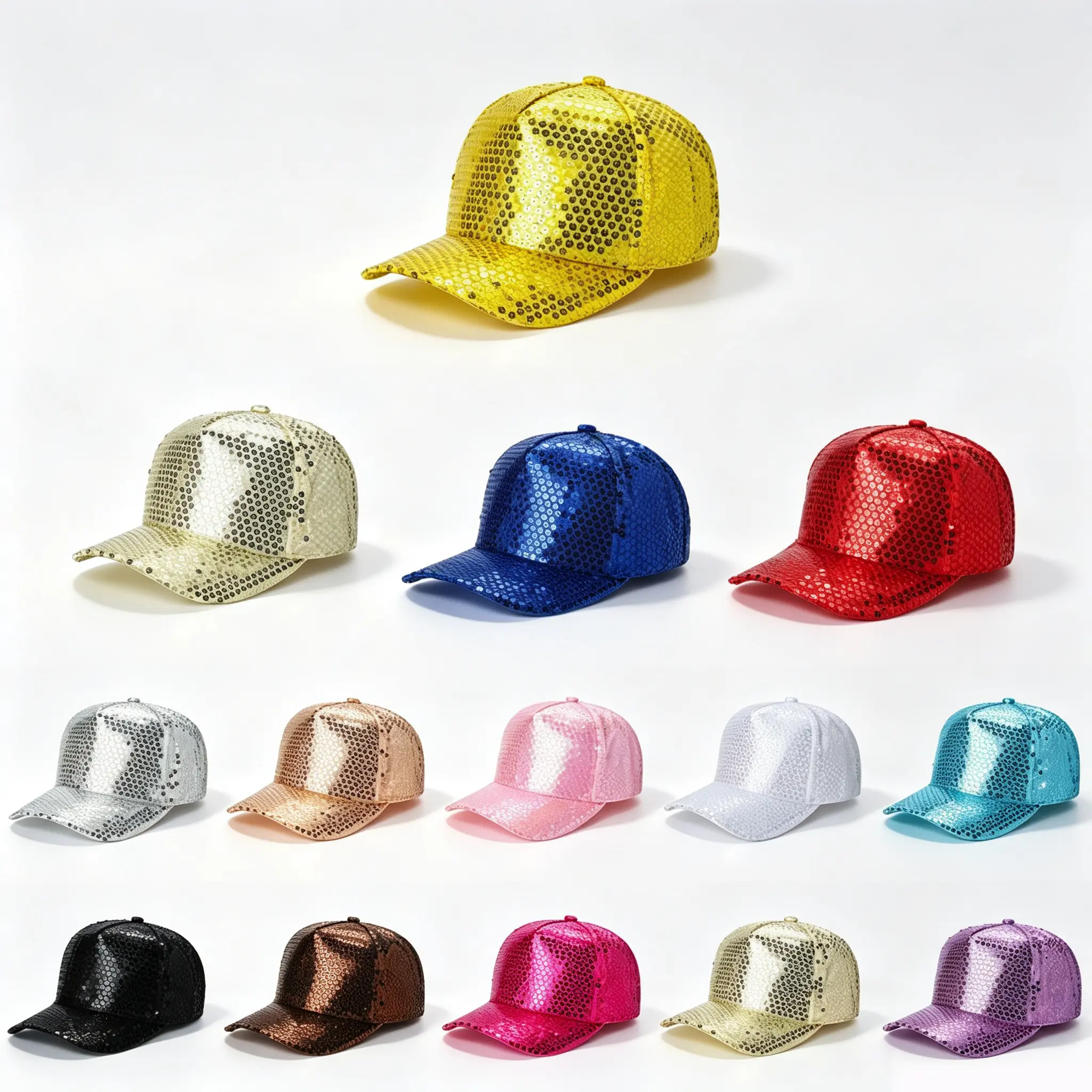 Sparkly Sequin Baseball Cap for Men Women Adjustable Glitter Trucker Hat Shiny Party Costume Hat for Rave Concert Festival Nightclub Holiday Performance