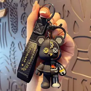PVC Mechanical Little Bear Pendant Keychain 3D Cute Cartoon Animation Comic Keychain Souvenir Gifts Fashion Cartoon Characters Durable Stylish