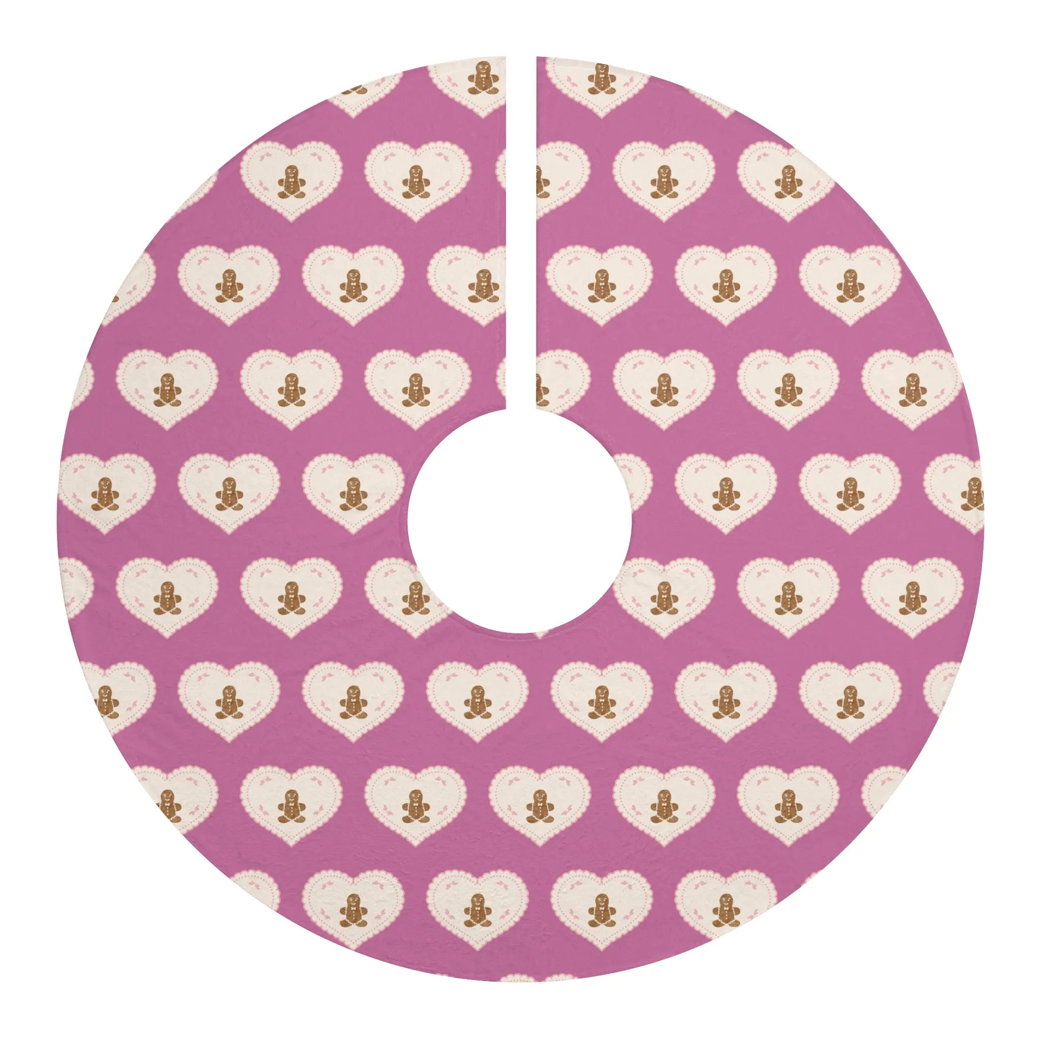 Christmas Tree Skirts, Coquette Pink Gingerbread Man Girly Design - Holiday Decor, Xmas Skirt, Festive Decoration, Winter Home Accent, Cute