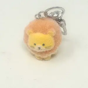 Lion Flocked Keychain – Cute Plush Safari Animal Charm