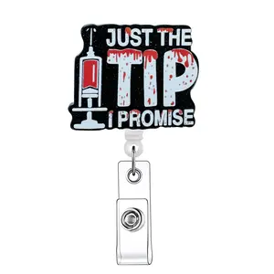 Just The Tip I Promise Badge Holder, 1 Count Retractable Badge Reel, ID Holder for Nurses, Doctors, Students & Office Staff, Badge Reels Retractable, Office Supplies